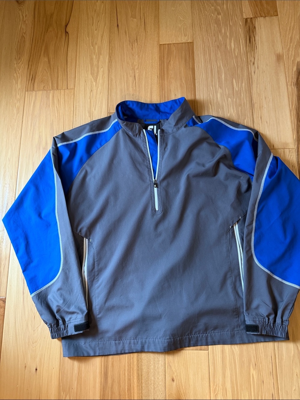 Gray and Royal Blue Quarter-Zip Pullover by FootJoy. Great for golf